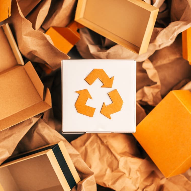 Olika pappersförpackningar sedda uppifrån