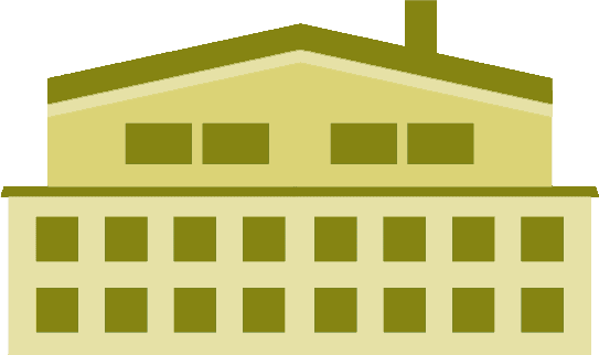 Illustration av en industribyggnad