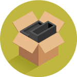 Illustration på en kartong med för mycket förpackningsmaterial.