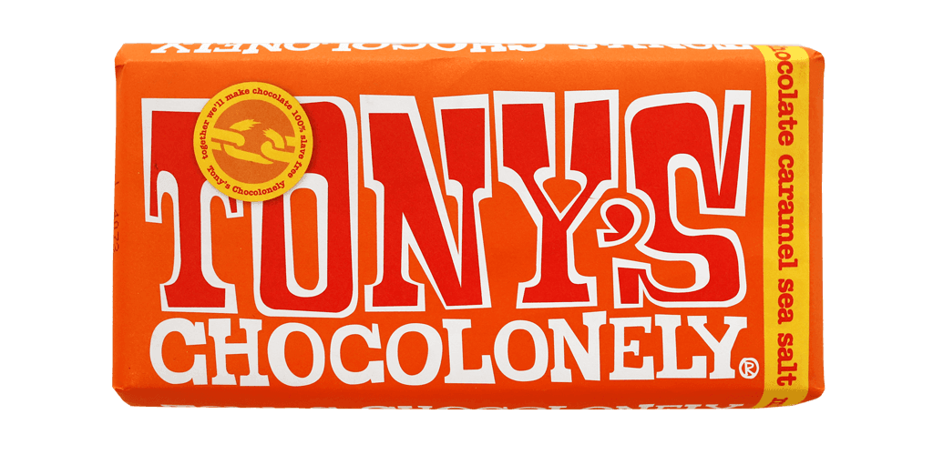 En Tony's chocolonely-förpackning.