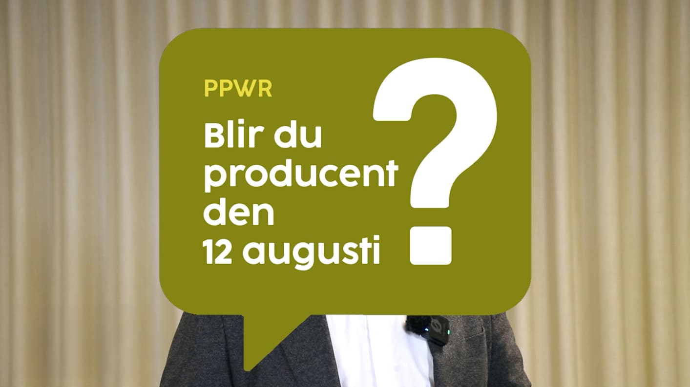 En grön pratbubbla som säger "PPWR: Blir du producent den 12 augusti?"