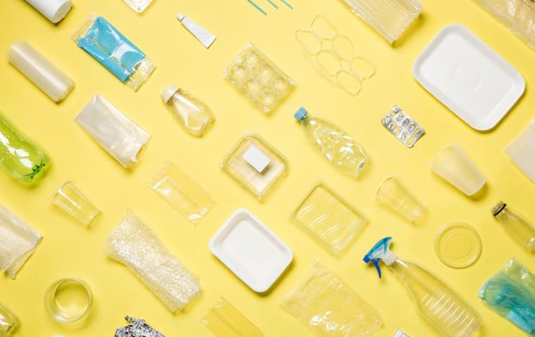 Plastförpackningar på en gul bakgrund